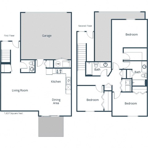 Sterling Pointe Townhomes | Three Bedroom Floor Plan B