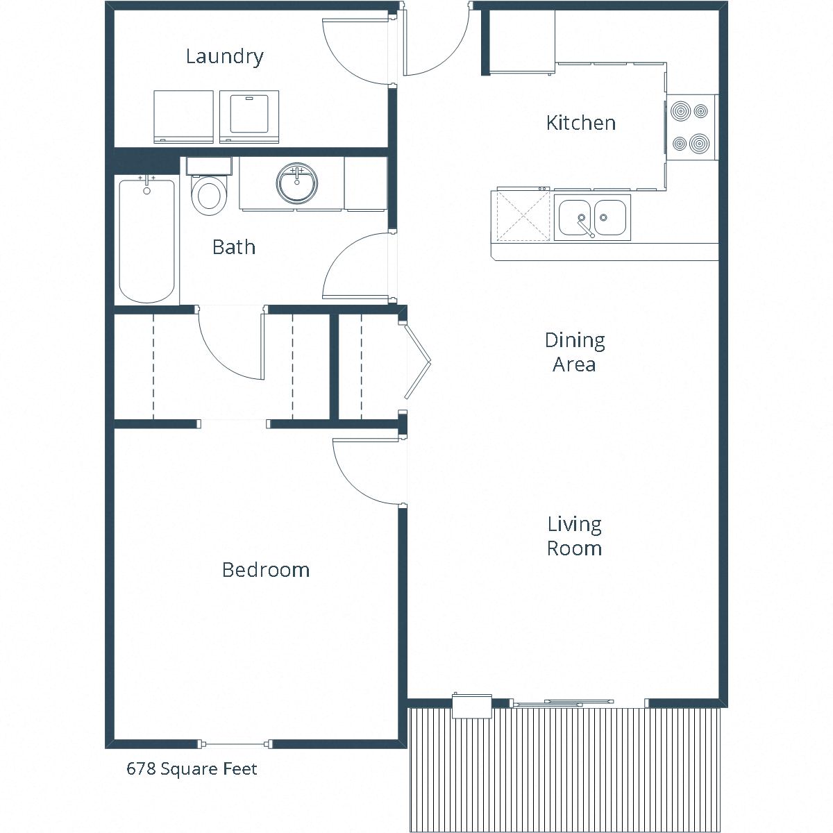 One-Bedroom Layout at Stonefield Apartments in Bismarck, ND
