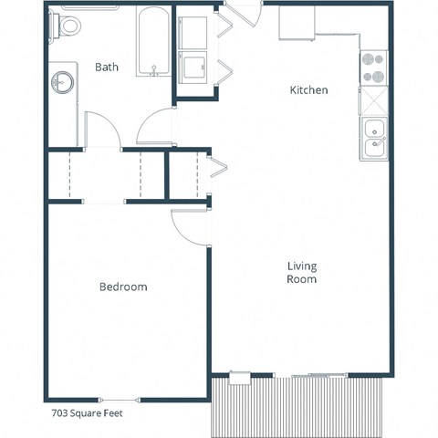 One-Bedroom Floor Plan at Stonefield Apartments in Bismarck, ND