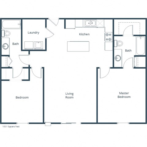 Two-Bedroom Home Layout at Stonefield Apartments in Bismarck, ND