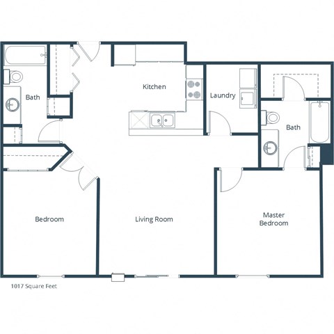 Two-Bedroom Floor Plan at Stonefield Apartments in Bismarck, ND