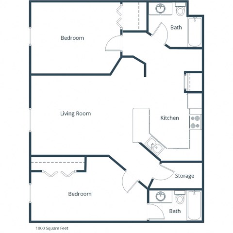 Aspen Ridge Apartments in Fargo, ND | Two Bedroom Floor Plan 22A