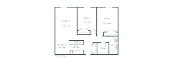 Countryside Apartments | Two Bedroom Floor Plan 21A