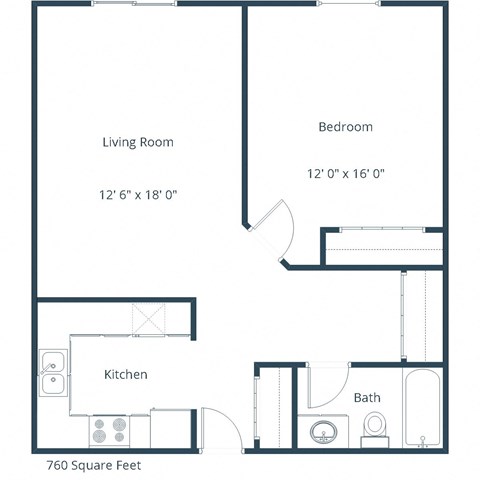 Crescent Park Apartments in Fargo, ND | One Bedroom Floor Plan 11A