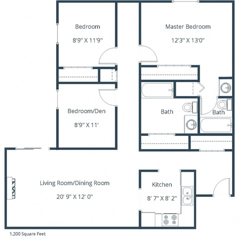 Crescent Park Apartments in Fargo, ND | Three Bedroom Floor Plan 32A