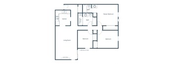 Crescent Park Apartments in Fargo, ND | Three Bedroom Floor Plan 32B
