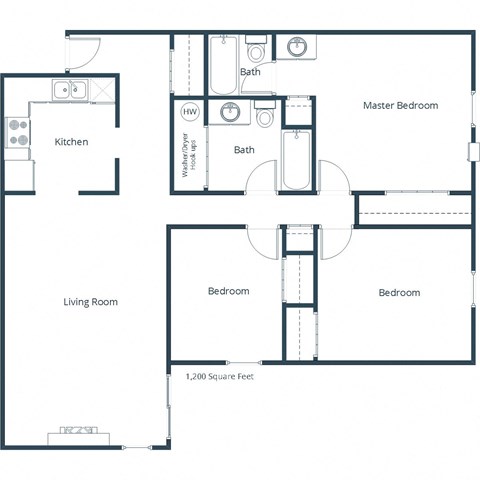 Crescent Park Apartments in Fargo, ND | Three Bedroom Floor Plan 32B