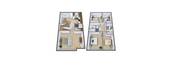 Sheyenne Terrace Townhomes in West Fargo, ND | Two Bedroom Floor Plan 4175a