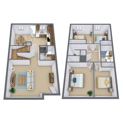 Sheyenne Terrace Townhomes in West Fargo, ND | Two Bedroom Floor Plan 4175a