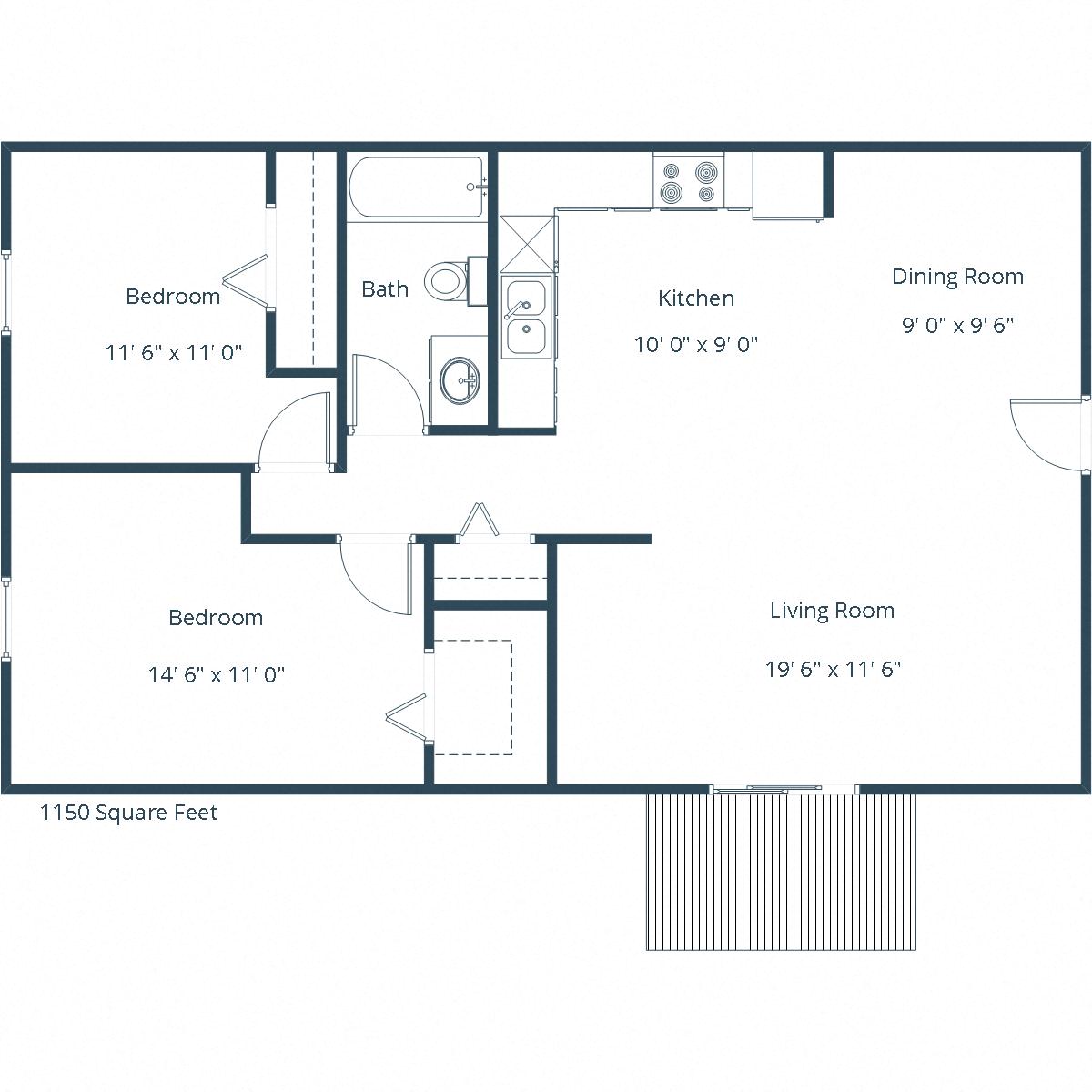 Kentwood Manor Apartments | Two Bedroom Floor Plan