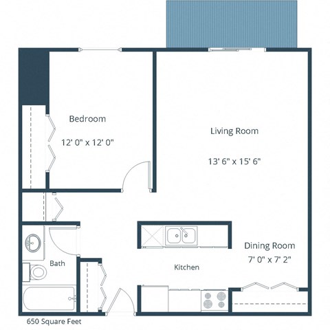 Prairiewood Courts Apartments | One Bedroom Floor Plan