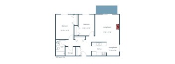 Prairiewood Courts Apartments | Two Bedroom Floor Plan