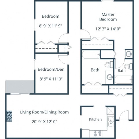 Westview Towers | Three Bedroom | Plan 32B