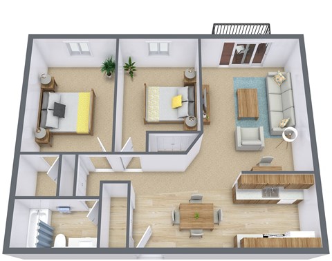 Maybrook Apartments | Two Bedroom Floor Plan 21B