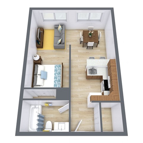 Somerset Apartments in Fargo, ND | Efficiency Floor Plan 01A