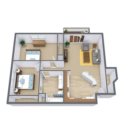 Southgate Apartments in Fargo, ND | Two Bedroom Floor Plan 21B