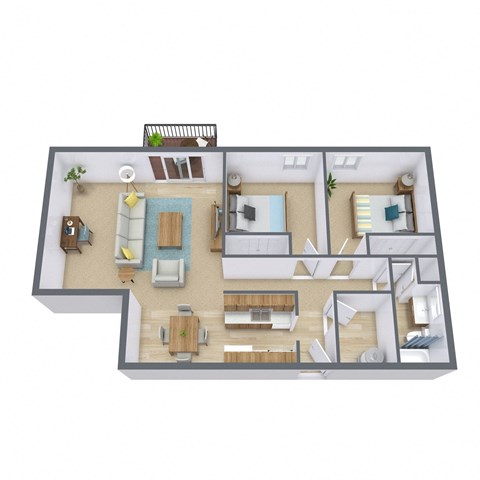 Southgate Apartments in Fargo, ND | Two Bedroom Floor Plan 21E