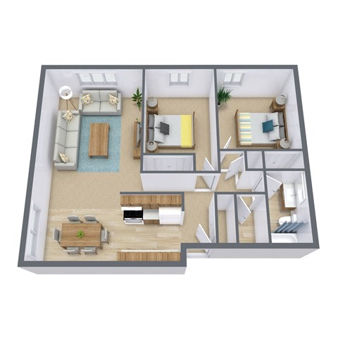 Southwind Apartments in Fargo, ND | Two Bedroom Floor Plan 21C
