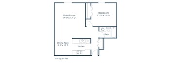 Birchwood 2 Apartments in Fargo, ND | One Bedroom Floor Plan 11A