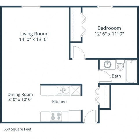 Birchwood 2 Apartments in Fargo, ND | One Bedroom Floor Plan 11A