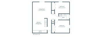 Birchwood 2 Apartments in Fargo, ND | Two Bedroom Floor Plan 21A