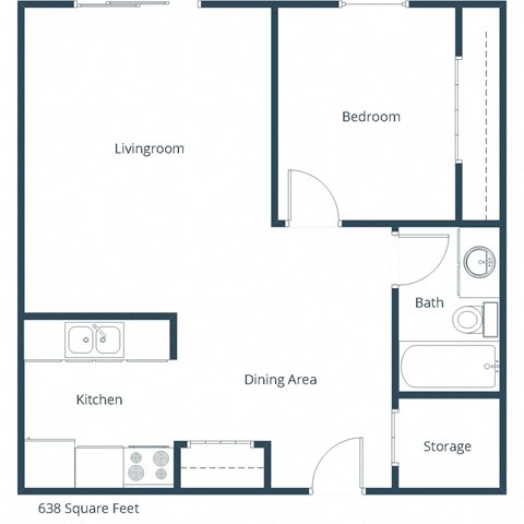 Candlelight Apartment | One Bedroom Floor Plan 11A