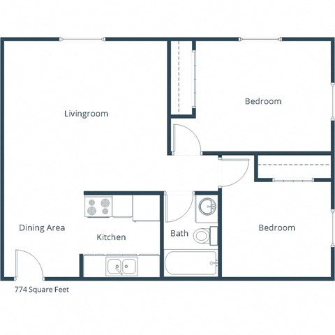 Candlelight Apartment | Two Bedroom Floor Plan 21A