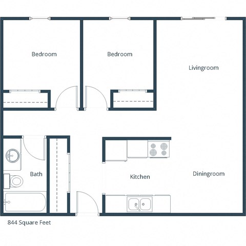 Candlelight Apartment | Two Bedroom Floor Plan 21B