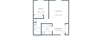 Oak Court Apartments | One Bedroom Floor Plan