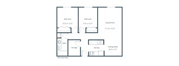 Oak Court Apartments | Two Bedroom Floor Plan A