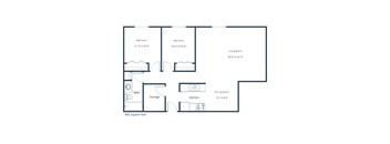 Oak Court Apartments | Two Bedroom Floor Plan 21B