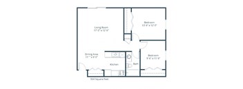 Oak Court Apartments | Two Bedroom Floor Plan D