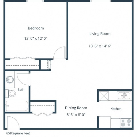 Sargent Apartments in Fargo, ND | One Bedroom Floor Plan 11A