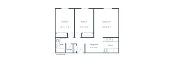 Sargent Apartments in Fargo, ND | Two Bedroom Floor Plan 21A