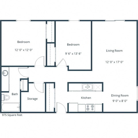 Southview Village Apartments | Two Bedroom Floor Plan A