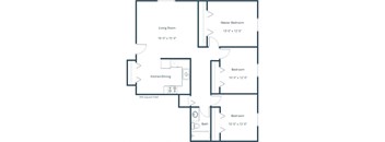 Belmont Apartments in Bismarck, ND | Three Bedroom Floor Plan 31A