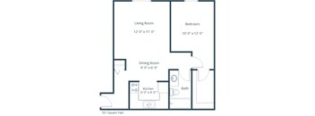 Eagle Sky I Apartments in Bismarck, ND | One Bedroom Floor Plan 11B