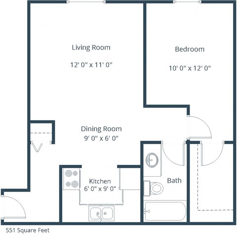 Eagle Sky I Apartments in Bismarck, ND | One Bedroom Floor Plan 11B