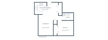Eagle Sky I Apartments in Bismarck, ND | One Bedroom Floor Plan 11C