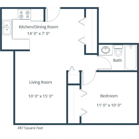Eagle Sky I Apartments in Bismarck, ND | One Bedroom Floor Plan 11C
