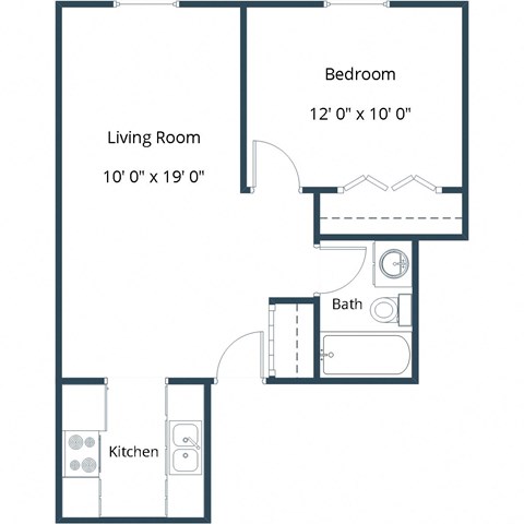 Eagle Sky I Apartments in Bismarck, ND | One Bedroom Floor Plan 11D