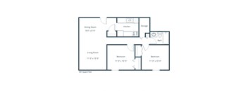 Eagle Sky I Apartments in Bismarck, ND | Two Bedroom Floor Plan 21A