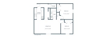 Eagle Sky I Apartments in Bismarck, ND | Two Bedroom Floor Plan 21B