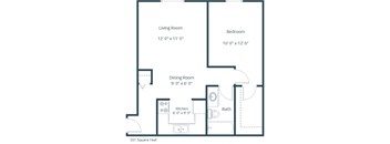 Eagle Sky II Apartments in Bismarck, ND | One Bedroom Floor Plan 11B