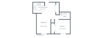 Eagle Sky II Apartments in Bismarck, ND | One Bedroom Floor Plan 11C