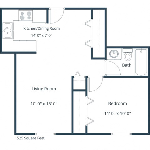 Eagle Sky II Apartments in Bismarck, ND | One Bedroom Floor Plan 11C