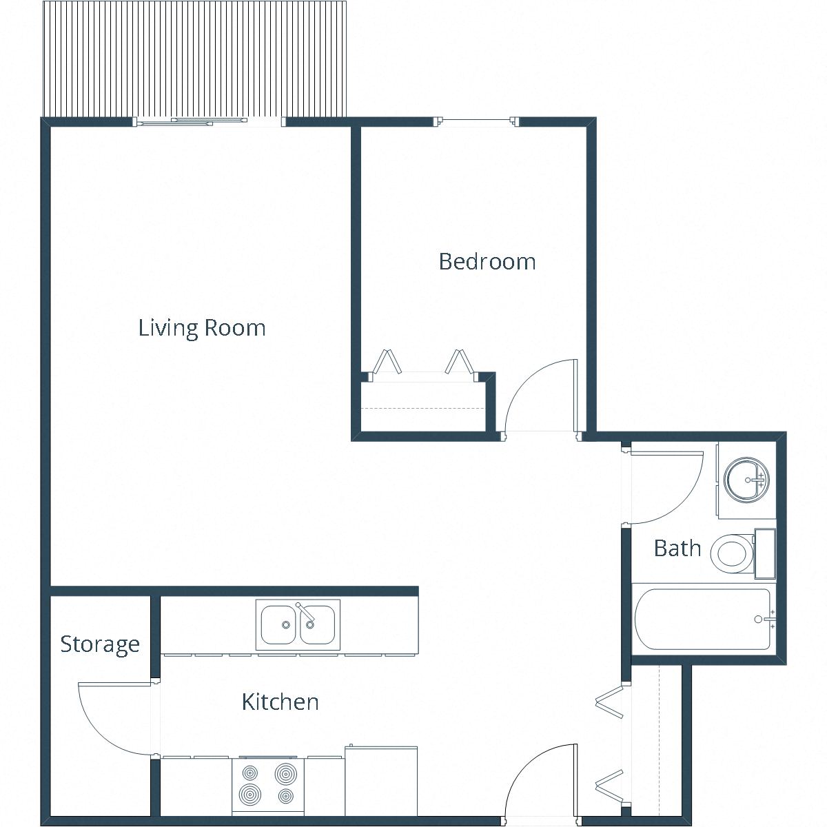 Garden Grove Apartments in Bismarck, ND | One Bedroom Floor Plan 11B