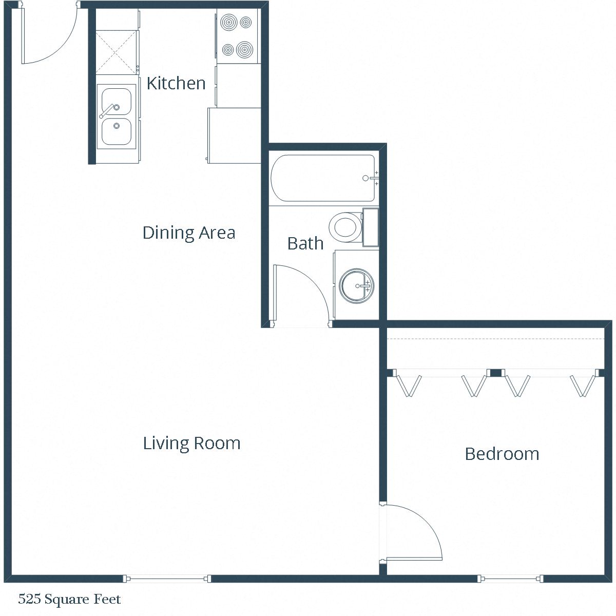 Garden Grove Apartments in Bismarck, ND | One Bedroom Floor Plan 11C