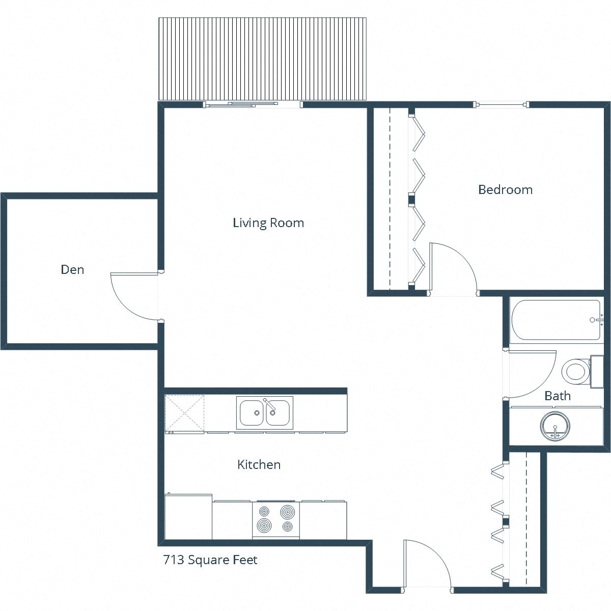 Garden Grove Apartments in Bismarck, ND | One Bedroom Floor Plan 11D