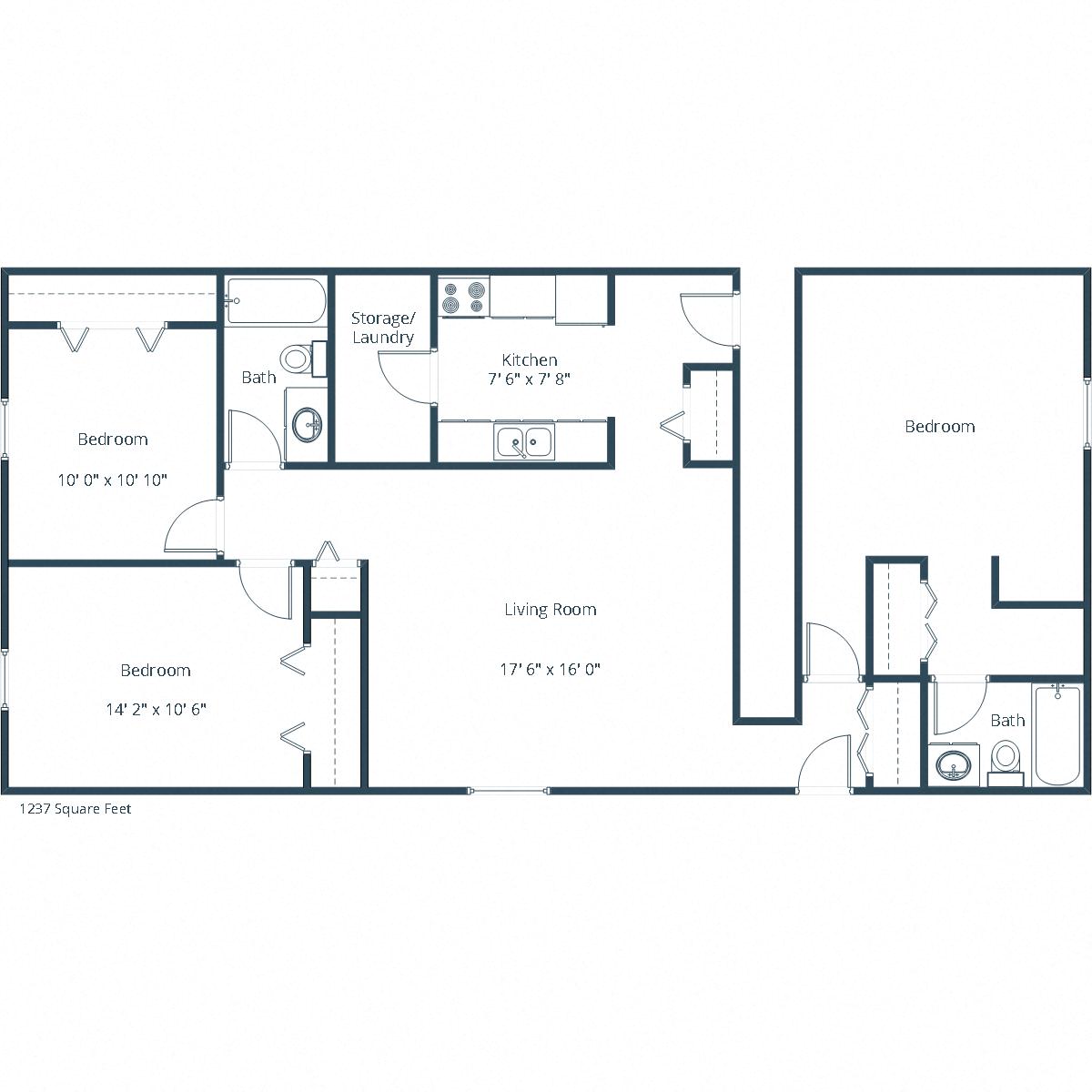 Garden Grove Apartments in Bismarck, ND | Three Bedroom Floor Plan 32A
